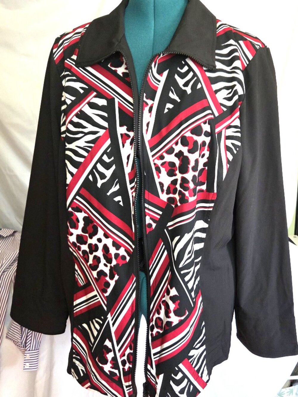 NWT Christopher & Banks Women's Multi Animal Print Athletic Jacket Sz 1X